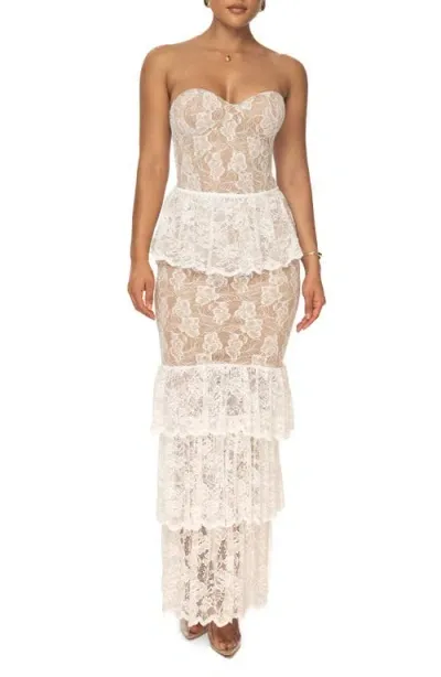 Jluxlabel Fairytale Ending Ruffle Lace Gown In White