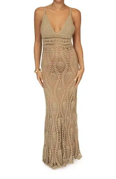 Jluxlabel Great Escape Crochet Maxi Dress In Brown