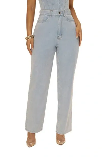 Jluxlabel High Waist Straight Leg Jeans In Blue