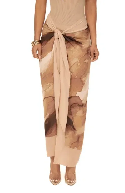 Jluxlabel Marine Print Sarong In Brown