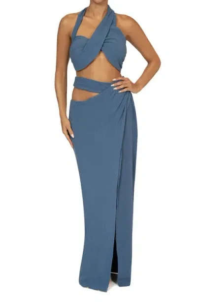 Jluxlabel New Age Crop Top & Maxi Skirt Set In Blue