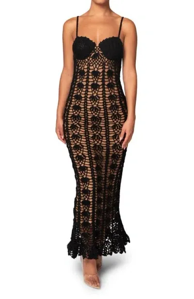 Jluxlabel Odyssey Crochet Maxi Dress In Black