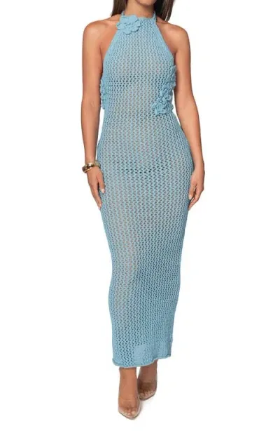 Jluxlabel Paradise Open Stitch Maxi Dress In Blue