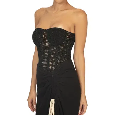 Jluxlabel Want It All Open Stitch Crochet Bustier In Black