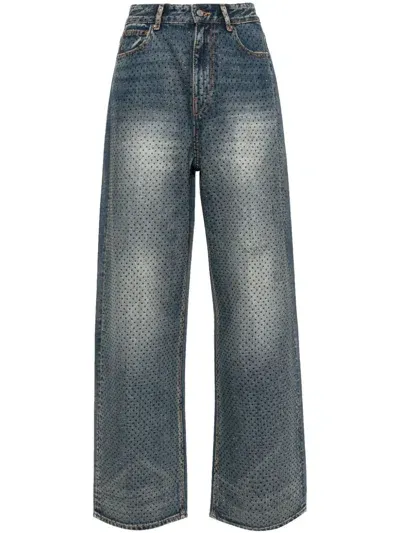 Jnby Diamond-studded Straight-leg Jeans In Blue