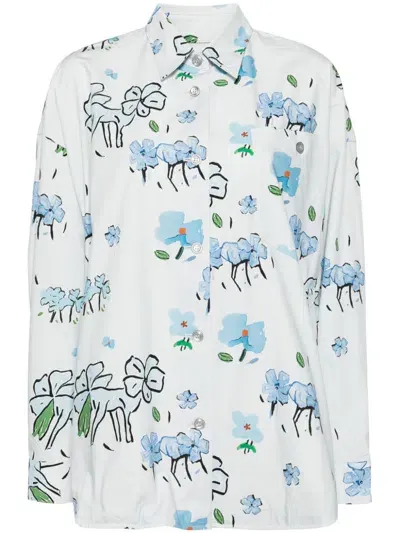 Jnby Printed Long-sleeved Shirt In Blue