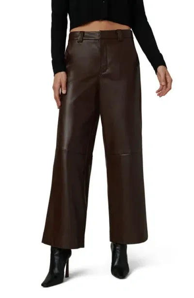 Joe's The Mia Crop Wide Leg Faux Leather Pants In Coffee Bean