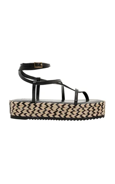 Johanna Ortiz Barbor Leather Platform Sandals In Black