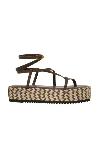 Johanna Ortiz Barbor Leather Platform Sandals In Brown