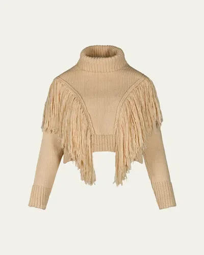 Johanna Ortiz Ecru Elegancia Natural Fringed Cashmere Sweater In Ivory