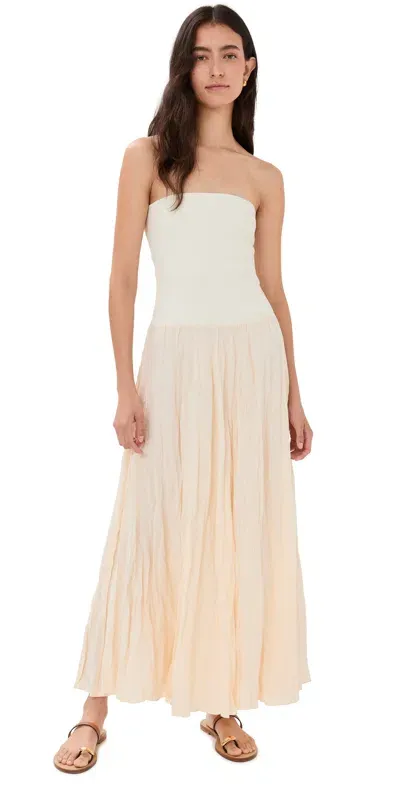 Johanna Ortiz Ribbed Jersey-trimmed Linen-blend Maxi Skirt In White