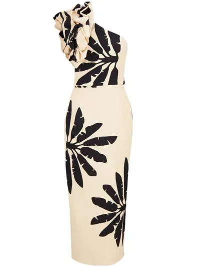 Johanna Ortiz Coyote Dance One-shoulder Silk Midi Dress In Neutrals