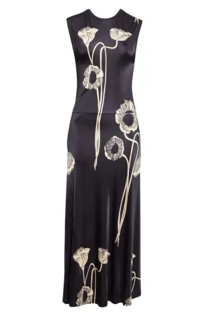 Johanna Ortiz Oriental Chronicles Draped Midi Dress In Black