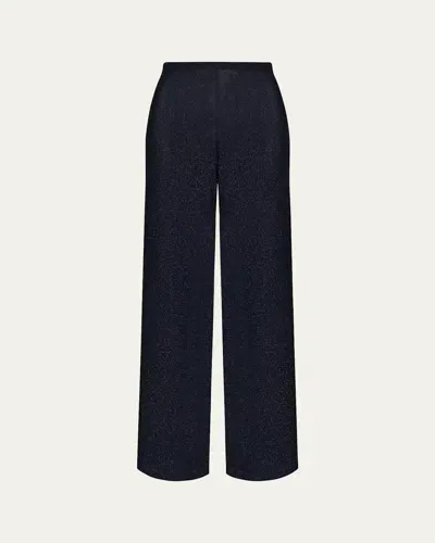 Johanna Ortiz Pleasurable Effects Knit Lurex Pants In Navy