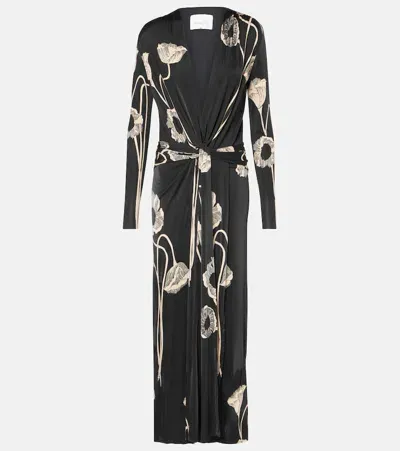 Johanna Ortiz Poppy Oasis Plunging Maxi Dress In Black