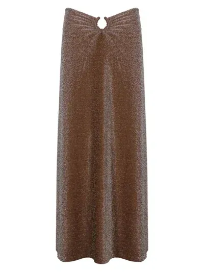 Johanna Ortiz Rainstorm Glittered Maxi Skirt In Chocolate