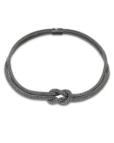 John Hardy Black Rhodium-plated Sterling Silver Love Knot Double Woven Chain Statement Necklace, 16