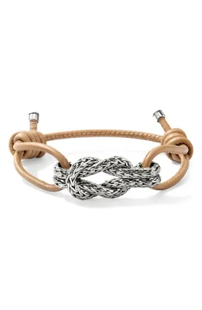 John Hardy Love Knot Bracelet, Sterling Silver, Leather, 3.5mm In Brown