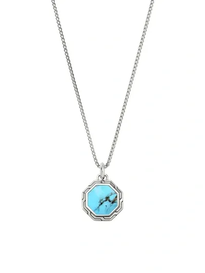 John Hardy Men's Sterling Silver Turquoise Pendant Necklace, 22