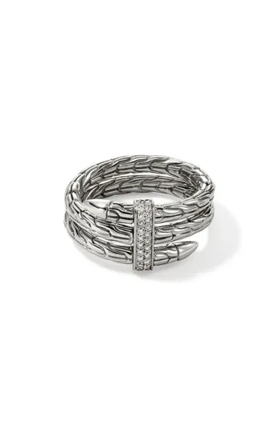 John Hardy Spear Diamond Bypass Ring In Silver