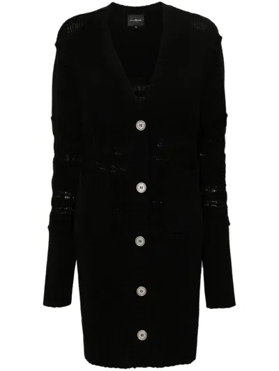 John Richmond Cable-knit Detailed Midi Cardigan In Black