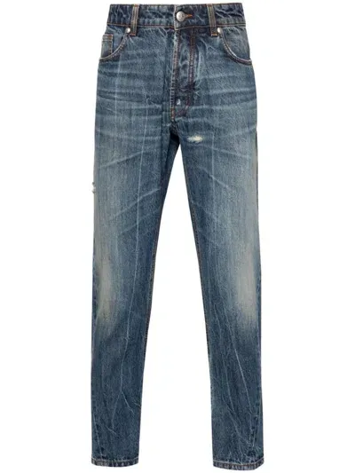 John Richmond Cropped Slim-leg Jeans In Blue