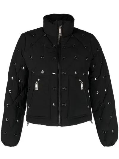 John Richmond Eyelet-detail Padded Jacket In Black