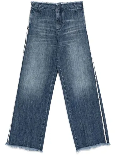 John Richmond Fringe-detail Wide-leg Jeans In Blue