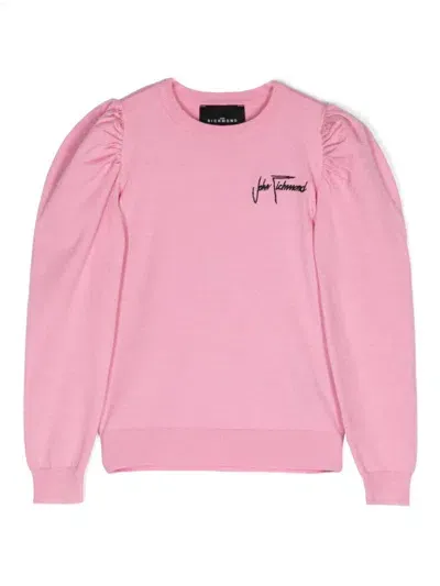 John Richmond Junior Kids' Embroidered-logo Sweater In Pink