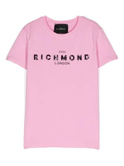 John Richmond Junior Kids' Logo-print T-shirt In Pink