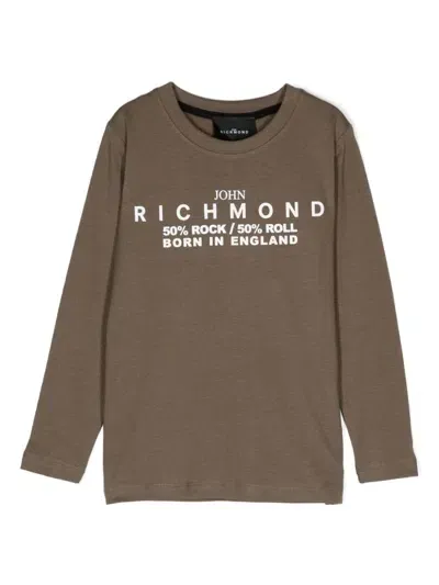 John Richmond Junior Kids' Logo-tape T-shirt In Green