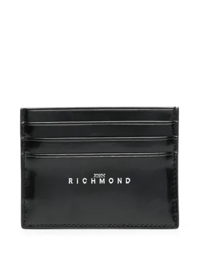 John Richmond Leather Card Holder In Black