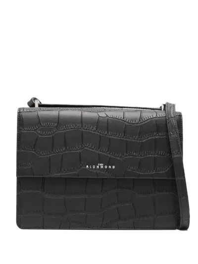 John Richmond Leather Shoulder Bag In Black