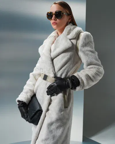 John Richmond Long Fur Coat With Lapels In White