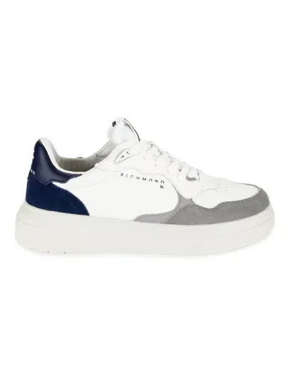 John Richmond Men's Suede Trim Low Top Court Sneakers In White