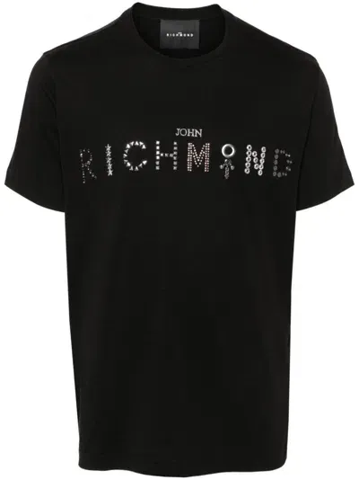 John Richmond Studded-logo T-shirt In Black