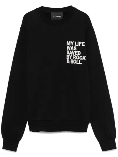 John Richmond Text-embroidered Sweatshirt In Black