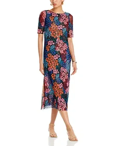 Johnny Was Astrid Floral-print Mesh Midi Dress In Neutral