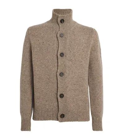 Johnstons Of Elgin Cashmere Donegal Cardigan In Beige