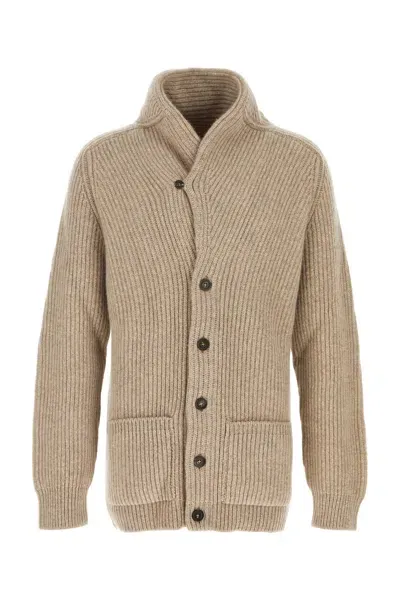 Johnstons Of Elgin Cashmere Ribbed Shawl Collar Cardigan - 8 Ply-l Nd  Male In 中性色