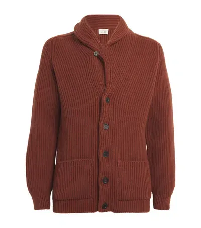 Johnstons Of Elgin Cashmere Shawl-collar Donegal Cardigan In Red