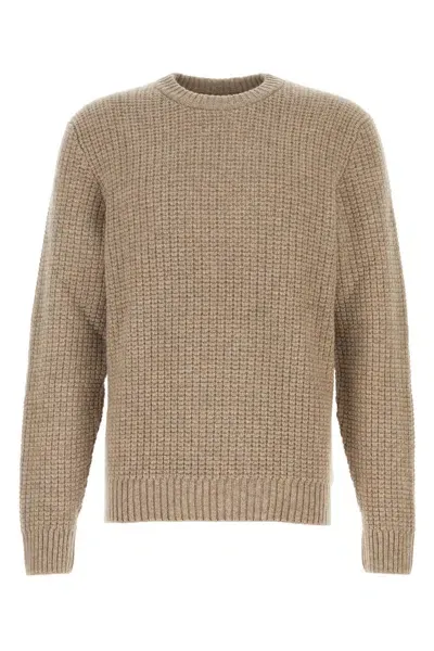 Johnstons Of Elgin Cashmere Waffle Textured Crew Neck Sweater - 4 Ply-l Nd  Male In 中性色