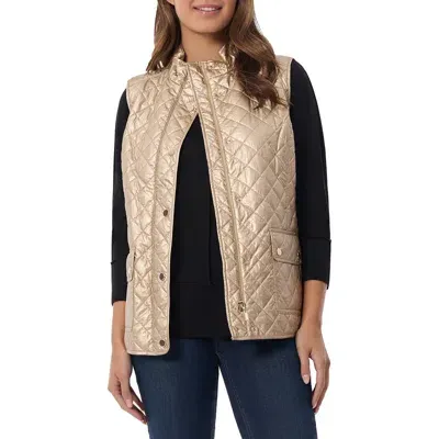 Jones New York Quilted Vest In Gold