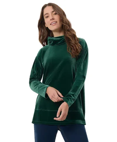 Jones New York Women's Stretch-velour Cowlneck Top In Forest Green