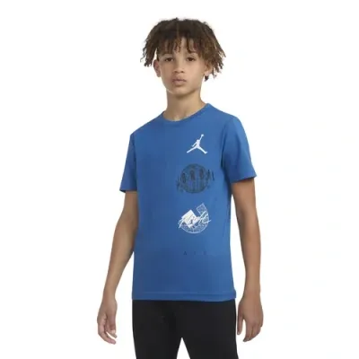 Jordan Boys   Air Globe Short Sleeve T-shirt In Blue/white