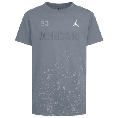 Jordan Boys   Aj4 Wet Cement Short Sleeve T-shirt In White/smoke Gray