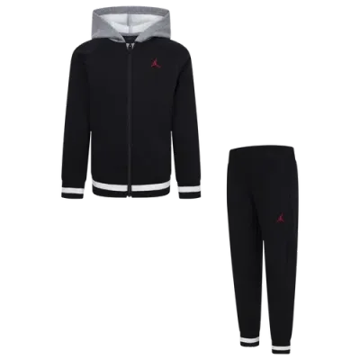 Jordan Boys Preschool   Blocked Rib Full Zip Set In Black/red