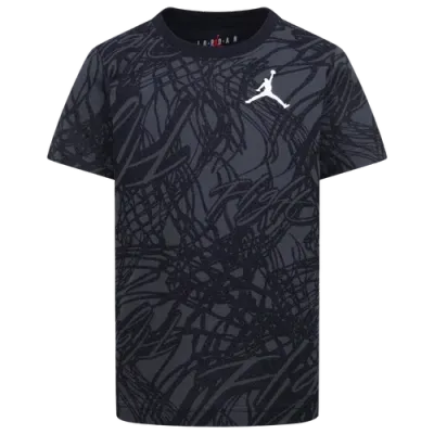 Jordan Boys Preschool   Net Flight Aop Short Sleeve T-shirt In Black/grey