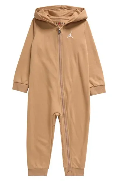 Jordan Babies'  Jumpman Hooded French Terry Romper In Hemp