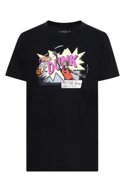 Jordan Kids' Comics Dunk Graphic T-shirt In Black/white